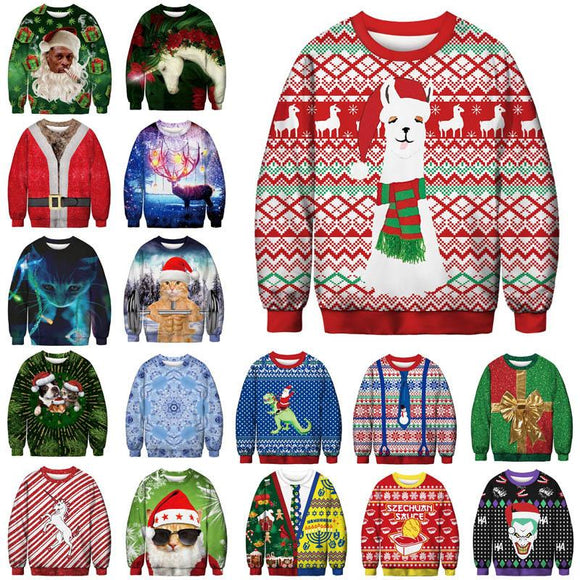 Funny Christmas Cos Fake Hair Jumper Autumn Winter Tops Clothing