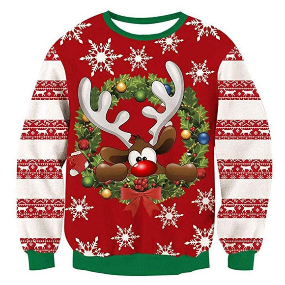 Christmas Ugly Christmas Sweater Unisex Men Women O Neck Long Sleeve Pullover Jumpers Sweater