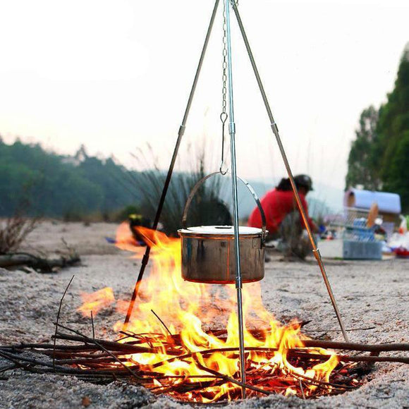 Portable Iron Grill Hanging Tripod For Camping & Picnic